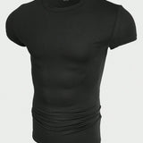 Manfinity Homme Playeras para hombre de cuello redondo, manga corta, lisas y casuales para el verano