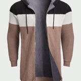 Manfinity Homme Hombres Cardigan de color combinado con cordon con capucha con cremallera delantera