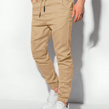 Manfinity Basics Hombres Pantalones de cintura con cordon con bolsillo oblicuo