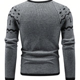 Manfinity Homme Hombres Cardigan con patron geometrico de manga raglan con cremallera