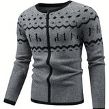 Manfinity Homme Hombres Cardigan con patron geometrico de manga raglan con cremallera