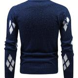 Manfinity Homme Hombres Cardigan con patron de rombo con boton delantero