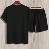 Manfinity Homme Hombres Camiseta con estampado de poker & Shorts de cintura con cordon