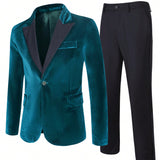 Manfinity Mode Hombres panel en contraste Blazer & Pantalones de traje