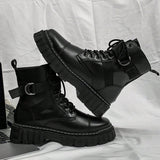 guay Botas de combate para hombres , con diseno de hebilla con cordon delantero Botas