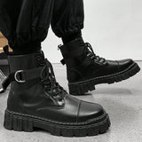 guay Botas de combate para hombres , con diseno de hebilla con cordon delantero Botas