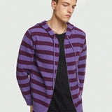 ROMWE Prep Hombre Cardigan Con Capucha A Rayas