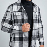 Manfinity Homme Chaqueta De Lana Tejida Casual Para Hombre De Talla Grande Con Cuadros