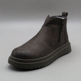 Botas De Tobillo De PU Para Hombre Con Puntera Redonda Y Suela Gruesa Plana Para Exterior En Invierno, Estilo Motocicleta En Negro/marron/gris Talla 39-44