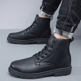 Botas de tobillo con cordones ligeras, elegantes y simples para exteriores, antideslizantes, de cana alta, para hombre