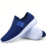 Zapatos Casuales Ligeros Para Hombres Slip On Blue Zapatos De Trabajo Entrenadores Zapatos De Gimnasio Transpirables De Malla Antideslizantes Para Caminar, Comodos Zapatos Deportivos Para Hacer Ejercicio