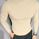 Manfinity Homme Hombres talla grande Camiseta unicolor de cuello alto