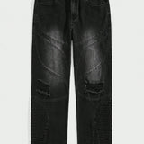 ROMWE Street Life Jeans De Dobladillo Deshilachado Para Hombre