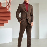 Manfinity Mode Hombres de cuadros con boton Pantalones con blazer Traje Set