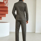 Manfinity Mode Hombres Conjunto pantalones con blazer de cuadros con boton