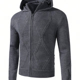 Manfinity Homme Cardigan De Hombre Entallado Con Capucha, Cremallera Frontal Y Bolsillos