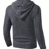 Manfinity Homme Cardigan De Hombre Entallado Con Capucha, Cremallera Frontal Y Bolsillos