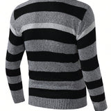 Manfinity Homme Cardigan Holgado De Hombre Con Patron De Rayas Y Forro Polar