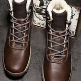 Botas De Invierno Para Hombre, Forro Polar Calido, Botas De Nieve Cortas De Moda, Trabajo Y Estilo Moderno