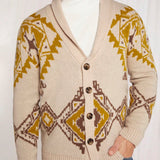 Manfinity Homme Cardigan Con Patron Geometrico Y Boton Para Hombres