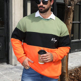 Manfinity Homme Hombres talla grande Sudadera de color combinado con estampado de letra