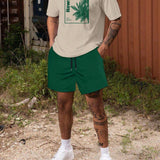 Manfinity RSRT Hombres con estampado tropical Camiseta & de cintura con cordon Shorts