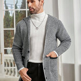 Manfinity Unisex Hombres 1 pieza Cardigan con doble bolsillo unido en contraste con capucha