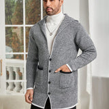 Manfinity Unisex Hombres 1 pieza Cardigan con doble bolsillo unido en contraste con capucha