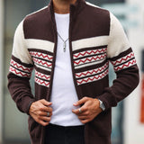 Manfinity Homme Hombres Cardigan con patron geometrico cremallera