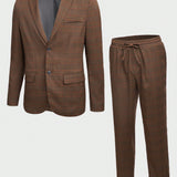 Manfinity Mode Hombres de cuadros con boton Pantalones con blazer Traje Set