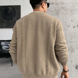 DAZY Cardigan De Punto De Cable Con Cierre De Cremallera Para Hombres