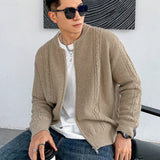 DAZY Cardigan De Punto De Cable Con Cierre De Cremallera Para Hombres