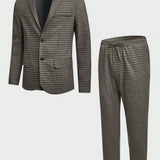 Manfinity Mode Hombres Conjunto pantalones con blazer de cuadros con boton