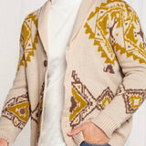 Manfinity Homme Cardigan Con Patron Geometrico Y Boton Para Hombres