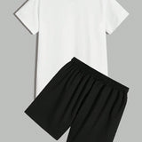 Camiseta De Impresion De Expresion Para Hombres Y Pantalones Con Cordon, Conjunto De Dos Piezas