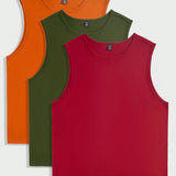 Manfinity Basics Conjunto de 3 piezas de Camisetas sin mangas de talla grande para hombre en unicolor