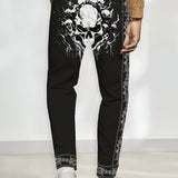 Manfinity EMRG Pantalones Deportivos Holgados Para Hombre Con Estampado De Calavera, Cintura Con Cordon Y Bolsillos De Carga