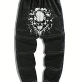 Manfinity EMRG Pantalones Deportivos Holgados Para Hombre Con Estampado De Calavera, Cintura Con Cordon Y Bolsillos De Carga