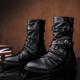 Botas De Motociclista Largas, Calidas Y Elegantes De Invierno Para Hombre, Casuales De Felpa