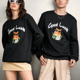 Manfinity Unisex 1 Pieza Sudadera Casual Con Estampado De Gato Y Letra