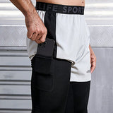 Manfinity Sport Corelite Pantalones Deportivos 2 En 1 Con Bloques De Color Y Estampado De Rayas Tejidas Para Hombre