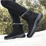 Botas De Invierno Antideslizantes Para Hombre, Calidas Botas De Nieve De Trabajo Al Aire Libre Deportivas Negras, Tallas Grandes Para Senderismo Y Trabajo