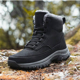 Botas De Invierno Antideslizantes Para Hombre, Calidas Botas De Nieve De Trabajo Al Aire Libre Deportivas Negras, Tallas Grandes Para Senderismo Y Trabajo