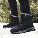 Botas De Invierno Antideslizantes Para Hombre, Calidas Botas De Nieve De Trabajo Al Aire Libre Deportivas Negras, Tallas Grandes Para Senderismo Y Trabajo