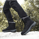 Botas De Invierno Antideslizantes Para Hombre, Calidas Botas De Nieve De Trabajo Al Aire Libre Deportivas Negras, Tallas Grandes Para Senderismo Y Trabajo