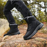 Botas De Invierno Antideslizantes Para Hombre, Calidas Botas De Nieve De Trabajo Al Aire Libre Deportivas Negras, Tallas Grandes Para Senderismo Y Trabajo