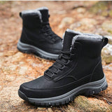 Botas De Invierno Antideslizantes Para Hombre, Calidas Botas De Nieve De Trabajo Al Aire Libre Deportivas Negras, Tallas Grandes Para Senderismo Y Trabajo