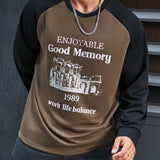 Manfinity Homme Sudadera De Manga Raglan Con Estampado De Letras En Contraste Para Hombre, Talla Grande