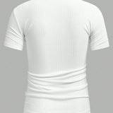 Manfinity Homme Camiseta De Manga Corta Con Cuello En V De Color Liso Simple Para Hombre