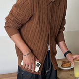 DAZY Cardigan De Punto De Cable Para Hombre Con Botones Frontales